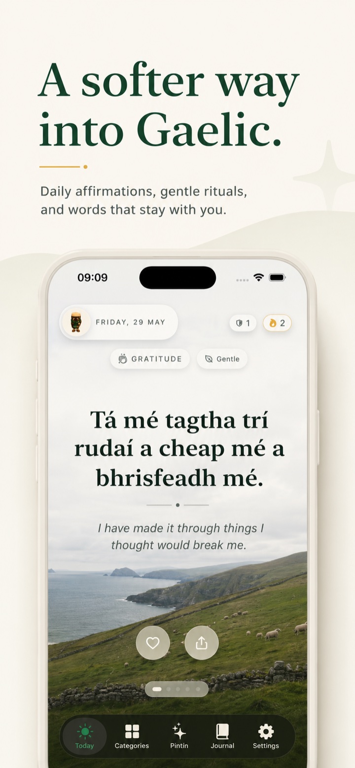 Lá Maith Today screen — a softer way into Gaelic.
