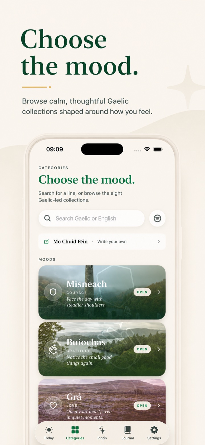 Lá Maith Categories — choose the mood.